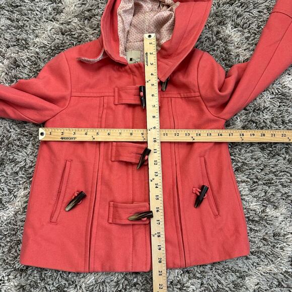 Anthropologie Elevenses Toggle Button Hooded Wool Jacket Pea Coat 0 XS - Picture 9 of 9